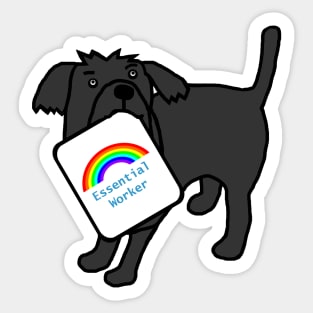 Dog with Essential Worker Rainbow Sign Sticker